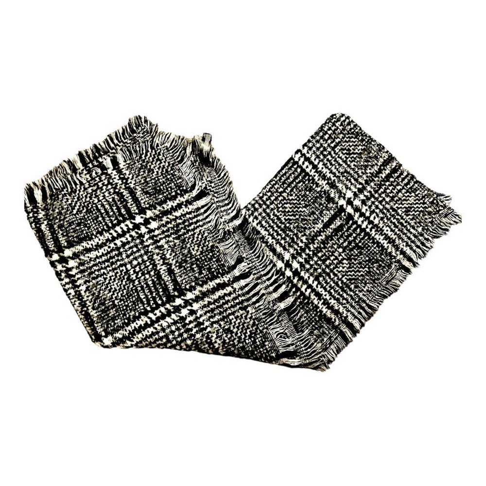 Express Black & White Plaid Faux Wool Oversized Wrap